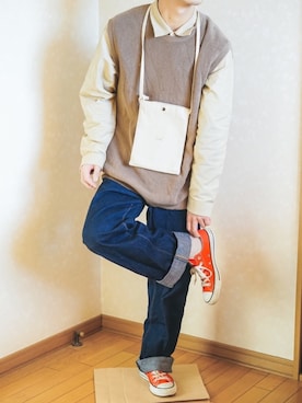 「RELAX（リラックス）のアイテム」を使った、えるちさん（メンズ・170cm）の春コーディネート