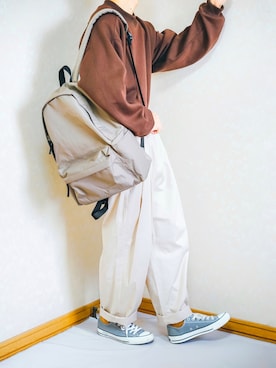 「RELAX（リラックス）のアイテム」を使った、えるちさん（メンズ・170cm）の春コーディネート