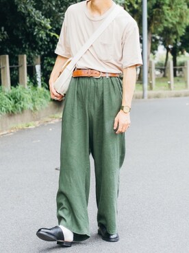 「RELAX（リラックス）のアイテム」を使った、えるちさん（メンズ・170cm）の夏コーディネート