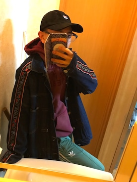 「FILA（フィラ）のアイテム（デニムジャケット）」を使った、ひさのじゅさん（メンズ・160cm）の冬コーディネート