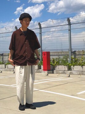 「JUNRED（ジュンレッド）のアイテム（ハンチング/ベレー帽）」を使った、BABAさん（メンズ・177cm）の春コーディネート
