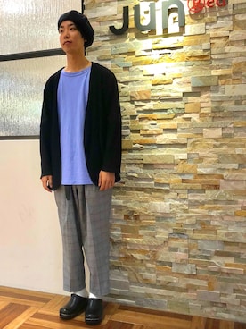 「JUNRED（ジュンレッド）のアイテム（ハンチング/ベレー帽）」を使った、BABAさん（メンズ・177cm）の春コーディネート