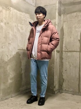 「JUNRED（ジュンレッド）のアイテム（ダウンジャケット/コート）」を使った、BABAさん（メンズ・177cm）の冬コーディネート