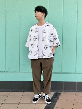 「JUNRED（ジュンレッド）の【AIR DRY/エアドライ】ワイドパンツ（その他パンツ）」を使った、BABAさん（メンズ・177cm）の夏コーディネート