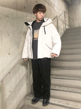 「JUNRED（ジュンレッド）のアイテム（ダウンジャケット/コート）」を使った、BABAさん（メンズ・177cm）の秋コーディネート