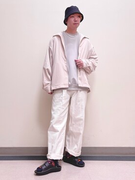 「JUNRED（ジュンレッド）のアイテム（サンダル）」を使った、BABAさん（メンズ・177cm）の春コーディネート