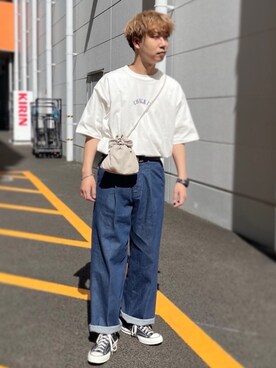 「JUNRED（ジュンレッド）のアイテム（トートバッグ）」を使った、BABAさん（メンズ・177cm）の春コーディネート