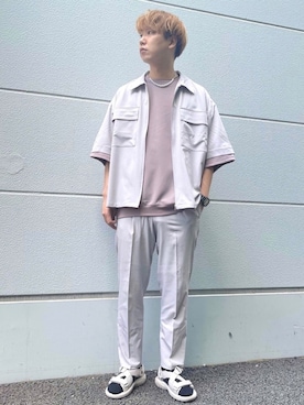 「JUNRED（ジュンレッド）のアイテム（サンダル）」を使った、BABAさん（メンズ・177cm）の春コーディネート