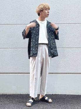 「JUNRED（ジュンレッド）のアイテム（サンダル）」を使った、BABAさん（メンズ・177cm）の春コーディネート