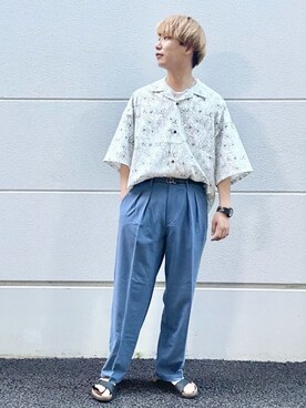「JUNRED（ジュンレッド）のアイテム（サンダル）」を使った、BABAさん（メンズ・177cm）の春コーディネート