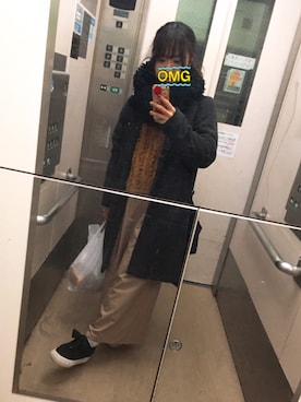 「アイテム（つなぎ/オールインワン、ベージュ系）」を使った、Aさん（レディース・149cm）の冬コーディネート