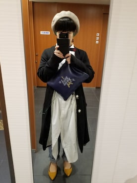 「FRAPBOIS」｜「アイテム（ノーカラージャケット）」を使った、いぬさん（レディース・158cm）の冬コーディネート