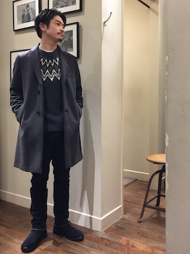 「BEAUTY&YOUTH UNITED ARROWS」｜「アイテム（チェスターコート）」を使った、Munehiro Itoさん（メンズ・171cm）の冬コーディネート