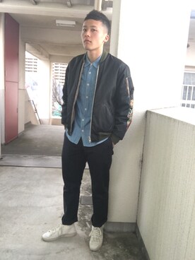 「アイテム（ブルゾン）」を使った、Re:さん（メンズ・179cm・10代）の春コーディネート