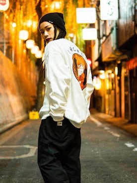「Lee（リー）のアイテム（チノパンツ）」を使った、ponさん（レディース・154cm）の春コーディネート