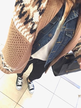 「UNIQLO（ユニクロ）のWOMEN ウルトラストレッチジーンズ（デニムパンツ）」を使った、m♡さん（レディース・159cm）の冬コーディネート