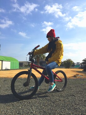 「Ungrid（アングリッド）のフレイドヘムストスリ（デニムパンツ）」を使った、N@nase☆さん（レディース・157cm）の冬コーディネート