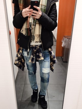 「SPINNS（スピンズ）のアイテム（マフラー）」を使った、ruka810さん（レディース・160cm）の冬コーディネート