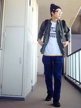 「FREAK'S STORE（フリークスストア）のFREDRIK PACKERS/フレドリックパッカーズ 別注500D DAY PACK （バックパック/リュック）」を使った、naoyaさん（メンズ・173cm）の秋コーディネート