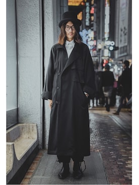 「Yohji Yamamoto POUR HOMME（ヨウジヤマモトプールオム）のアイテム（ステンカラーコート）」を使った、キゼン＠さん（メンズ・179cm）の秋コーディネート
