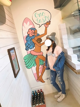 「ジーンズコーデ」｜「アイテム（ニットキャップ/ビーニー）」を使った、mi_ra☺︎さん（レディース・154cm）の冬コーディネート