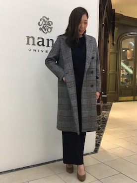 「アイテム（オールインワン・サロペット）」を使った、nano・universe 難波 STAFFさん（レディース・166cm）の秋コーディネート