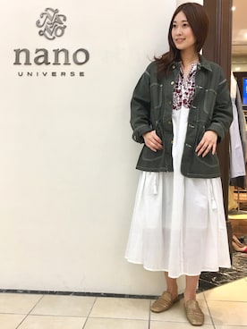 「アイテム（カバーオール）」を使った、nano・universe 難波 STAFFさん（レディース・160cm）の春コーディネート