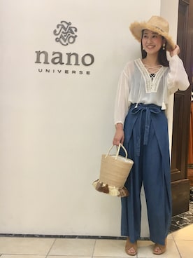 「NANO universe（ナノユニバース）のアイテム（帽子）」を使った、nano・universe 難波 STAFFさん（レディース・160cm）の春コーディネート