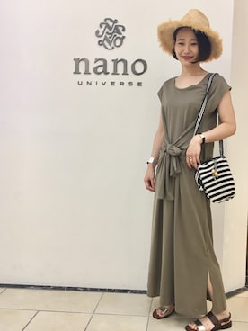 「NANO universe（ナノユニバース）のアイテム（帽子）」を使った、nano・universe 難波 STAFFさん（レディース・160cm）の春コーディネート