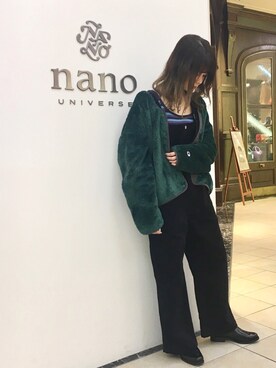 「Champion（チャンピオン）のアイテム（ブルゾン）」を使った、nano・universe 難波 STAFFさん（レディース・160cm）の秋コーディネート