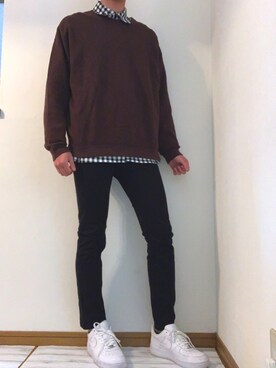 「GU（ジーユー）の（GU）スキニーフィットジーンズ（MEN ⁄ ジーンズ）」を使った、イさん（メンズ・178cm）の春コーディネート