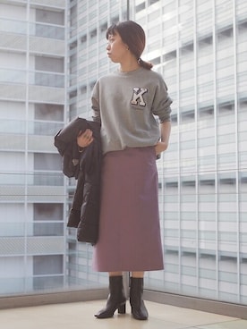 「SHIPS（シップス）のラウンドヒールブーツ◇（ブーツ）」を使った、豊川さん（レディース・155cm）の秋コーディネート