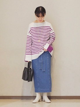 「HERMINAATHENS」｜豊川さん（レディース・155cm）の冬コーディネート