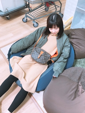 「DHOLIC（ディーホリック）のアイテム（MA-1）」を使った、NOnameれいなさん（レディース・158cm）の春コーディネート