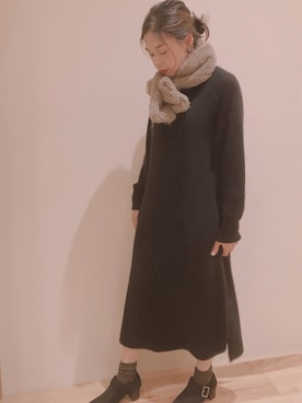 「Samansa Mos2 blue」｜「アイテム（ブーティ）」を使った、reiko✌︎さん（レディース・158cm）の秋コーディネート