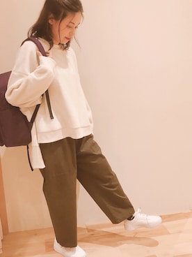 「Samansa Mos2 blue（サマンサモスモスブルー）のアイテム（バックパック/リュック）」を使った、reiko✌︎さん（レディース・158cm）の秋コーディネート