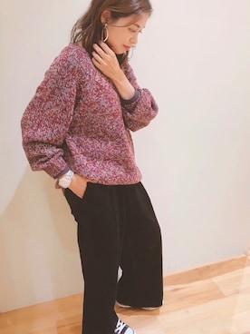 「Samansa Mos2 blue（サマンサモスモスブルー）のアイテム（アクセサリー）」を使った、reiko✌︎さん（レディース・158cm）の秋コーディネート