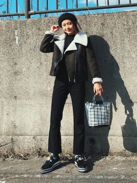 「H&M（エイチ・アンド・エム）のアイテム（ジャケット/アウター）」を使った、しゅなたんさん（レディース・168cm）の冬コーディネート