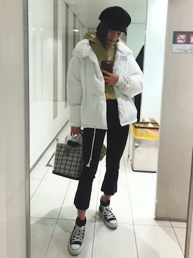 「アイテム（キャスケット）」を使った、しゅなたんさん（レディース・168cm・10代）の冬コーディネート