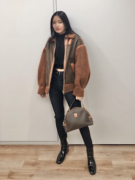 「SLY（スライ）のアイテム（ジャケット/アウター）」を使った、しゅなたんさん（レディース・168cm）の冬コーディネート