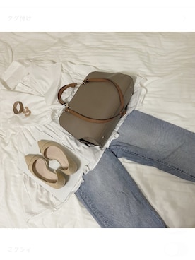 「RODE SKO（ロデスコ）のアイテム（ショルダーバッグ、ベージュ系）」を使った、めさん（レディース・158cm）の春コーディネート