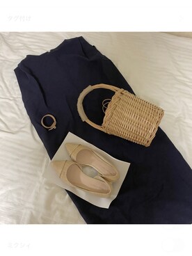 「ORiental TRaffic（オリエンタルトラフィック）の★ウッドヒールサイドオープンパンプス★1112（パンプス、ベージュ系）」を使った、めさん（レディース・158cm）の夏コーディネート