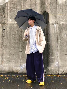 「BEAMS（ビームス）のアイテム（トップス、ブルー系）」を使った、JJJJJさん（メンズ・182cm）の春コーディネート