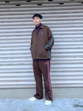 「Needles（ニードルス）のアイテム（ジャケット/アウター、ブラウン系）」を使った、JJJJJさん（メンズ・182cm）の秋コーディネート