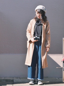 「ダニエルウェリントン」｜「アイテム（ハンチング/ベレー帽）」を使った、sayo  さん（レディース・153cm）の冬コーディネート