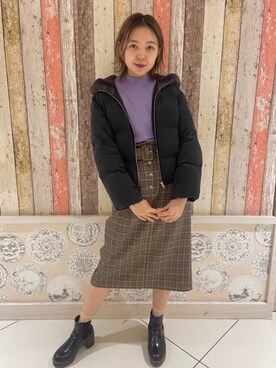「新宿ルミネエスト」｜「アイテム（ジャケット/アウター）」を使った、マジェスティックレゴンルミネエスト新宿店スタッフさん（レディース・160cm）の冬コーディネート