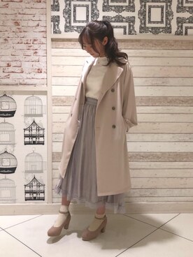 「パワショル」｜「アイテム（トレンチコート）」を使った、マジェスティックレゴンルミネエスト新宿店スタッフさん（レディース・164cm）の冬コーディネート