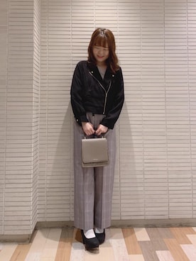 「新宿ルミネエスト」｜「アイテム（ジャケット/アウター）」を使った、マジェスティックレゴンルミネエスト新宿店スタッフさん（レディース・162cm）の秋コーディネート
