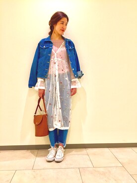 「AS KNOW AS PINKY（アズノゥアズピンキー）のアイテム（デニムジャケット）」を使った、kyanさん（レディース・165cm）の冬コーディネート