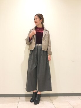 「AS KNOW AS PINKY（アズノゥアズピンキー）のアイテム（ライダースジャケット）」を使った、kyanさん（レディース・165cm）の秋コーディネート